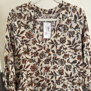 Faherty Peasant Blouse Floral Size M